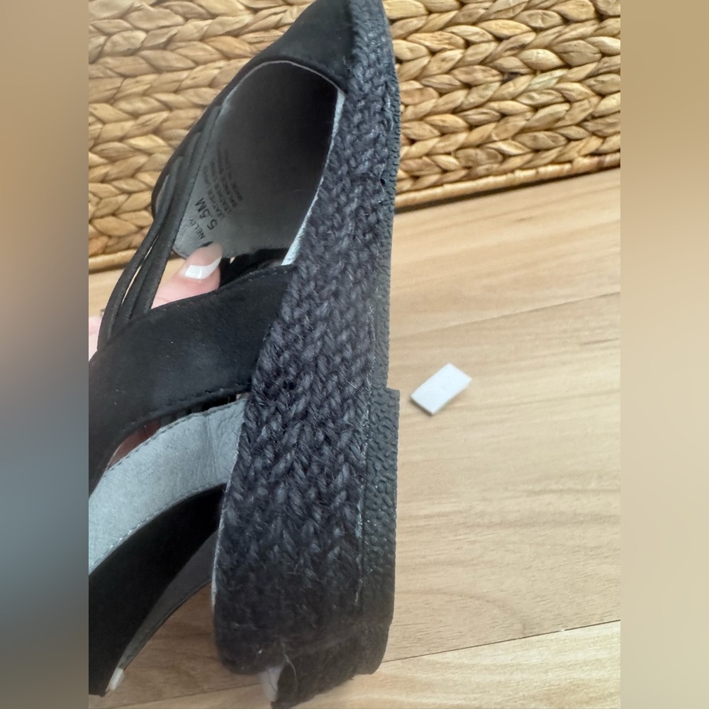 NWB! David Tate Black Nelly Nubuck Espadrille Slingbacks - Picture 8 of 10
